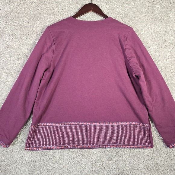 Soft Surroundings Playa Embroidered Jacket Womens Large Purple Beaded Sweater - Picture 9 of 13